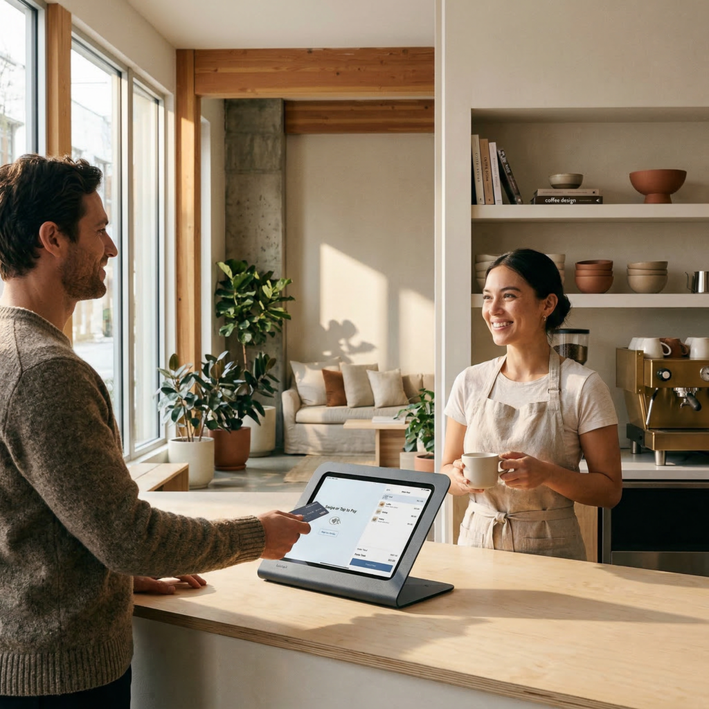 Tablet enclosure at reception counter